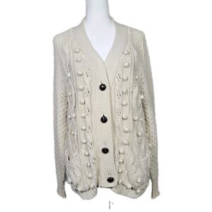 Moth Anthropologie Long Cardigan Sweater Womens Small Slouchy Ivory Open Knit